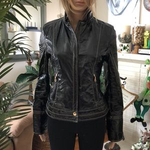 Laundry patent leather jacket